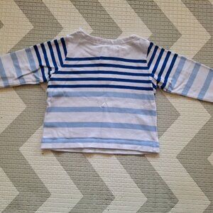 Jacadi long sleeve shirt 12 months white/blue stripes
